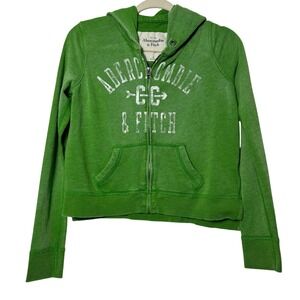 y2k abercrombie & fitch green zip up hoodie sweatshirt